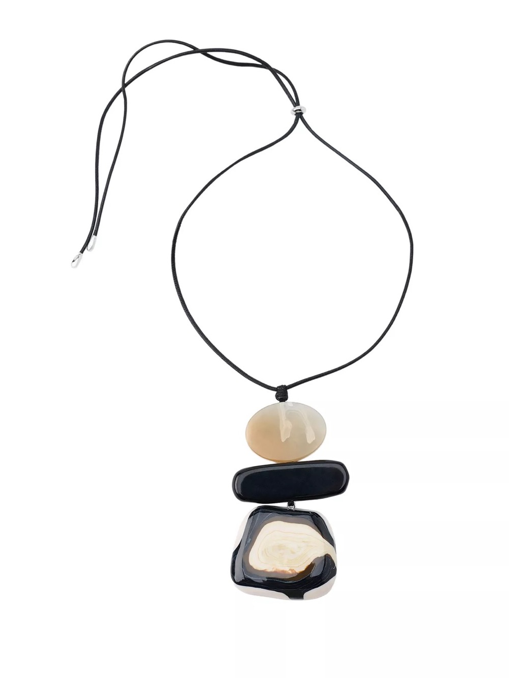 ZARA Statement Necklace Interchangeable Stone Pendant Adjustable Cord